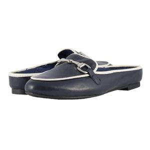 Vionic Adeline Mules Navy Leather Horsebit Slip On Casual Loafers Slide Shoes